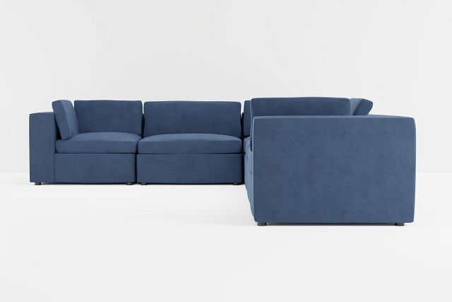 Destin Revenue Dark Blue Fabric 6-piece Modular Sectional