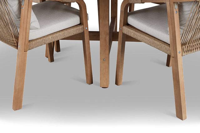 Laguna Light Tone Round Table & 4 Gray Cushioned Chairs