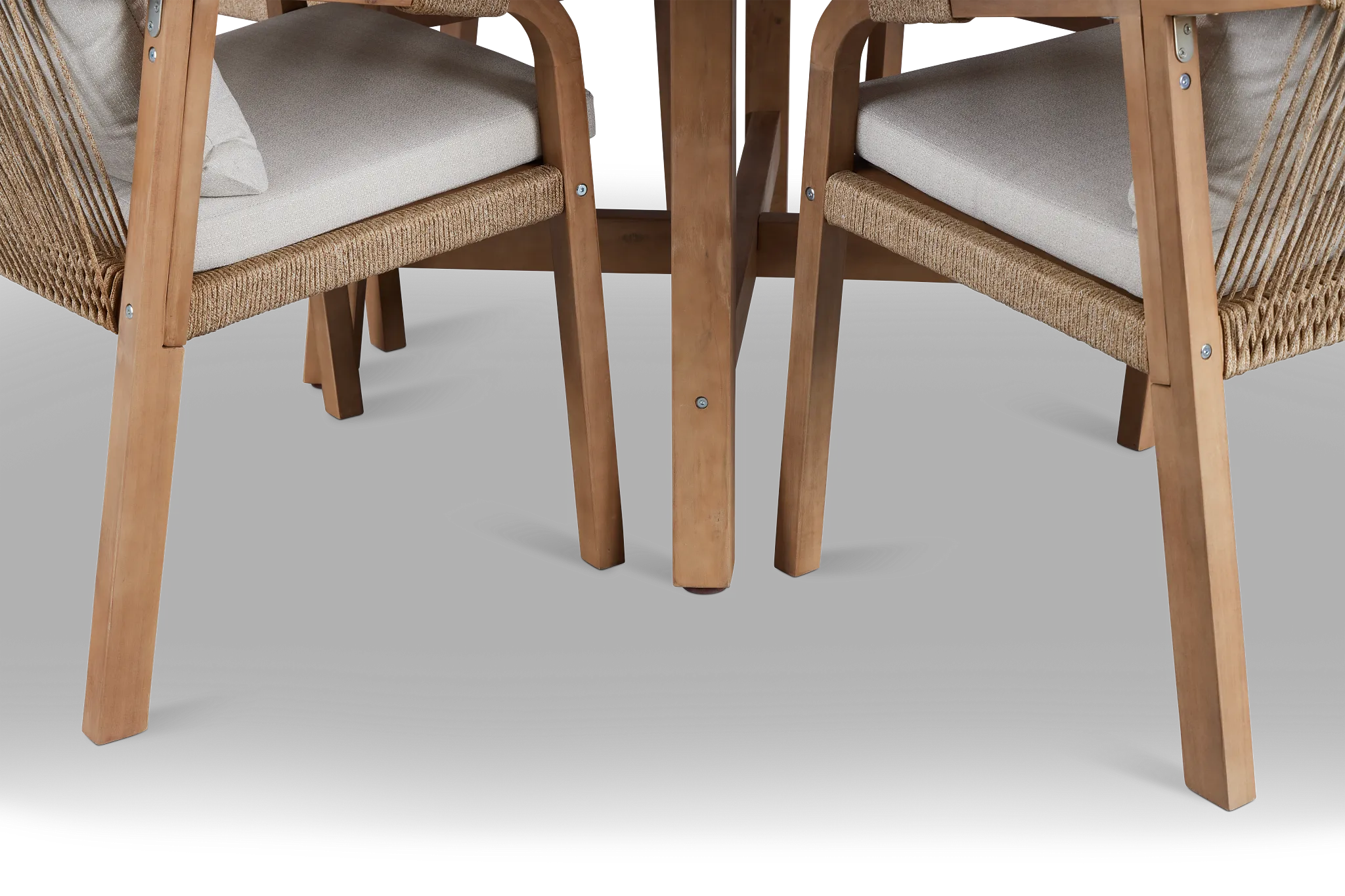 Laguna Light Tone Round Table & 4 Gray Cushioned Chairs