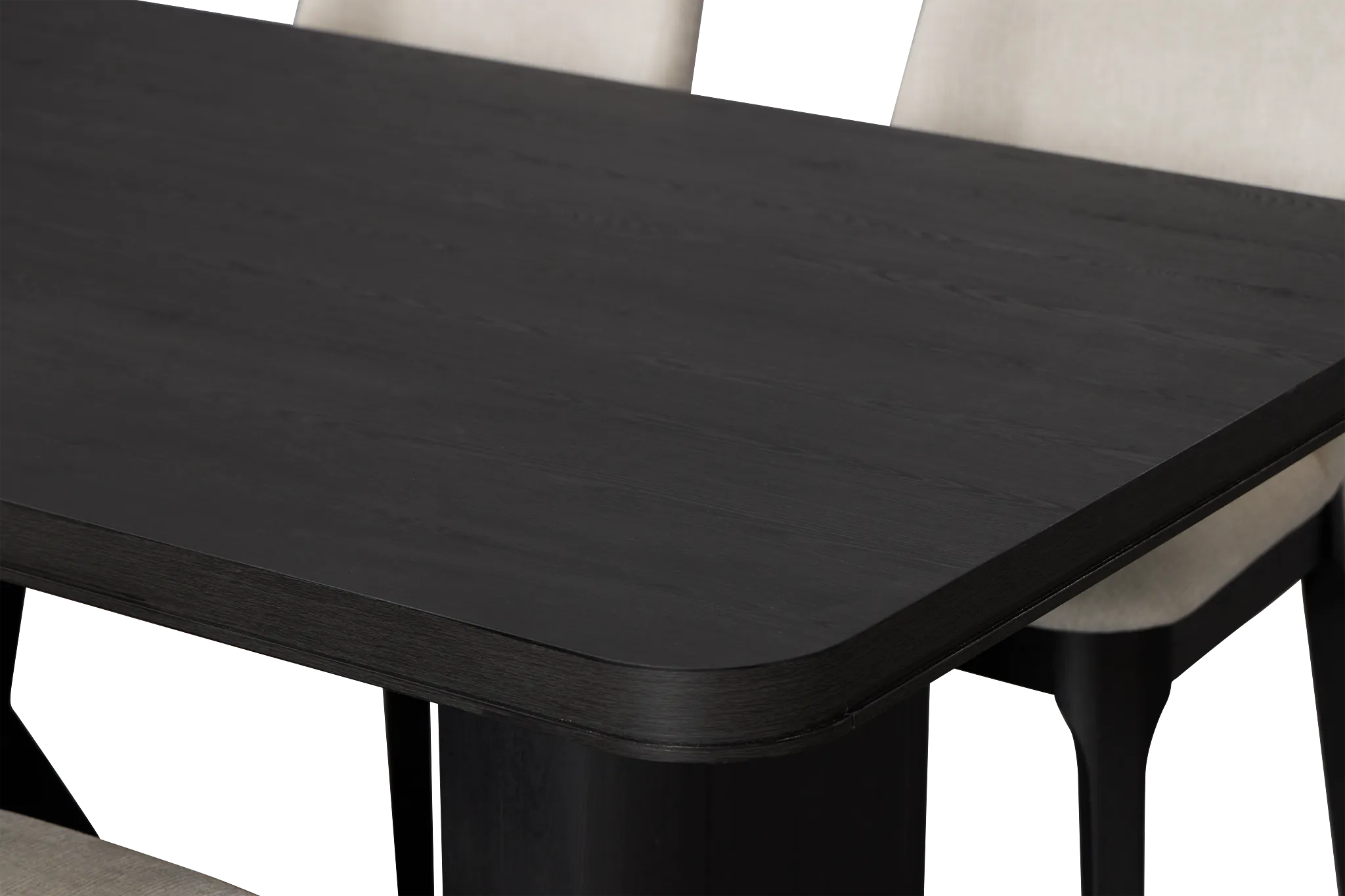 Emory Black Rectangular Table & 4 Upholstered Chairs