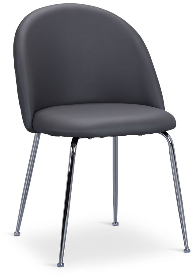 Capri Dark Gray Micro Upholstered Side Chair W/ Chrome Legs