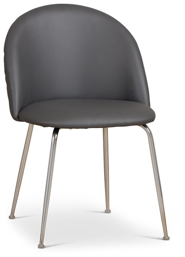 Capri Dark Gray Micro Upholstered Side Chair W/ Chrome Legs