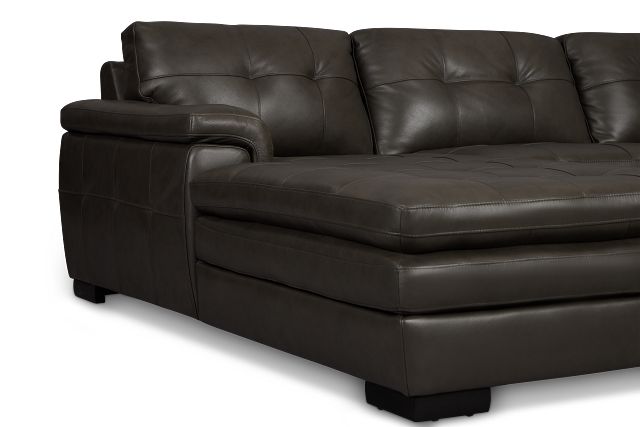 Braden Dark Gray Leather Right Chaise Sectional