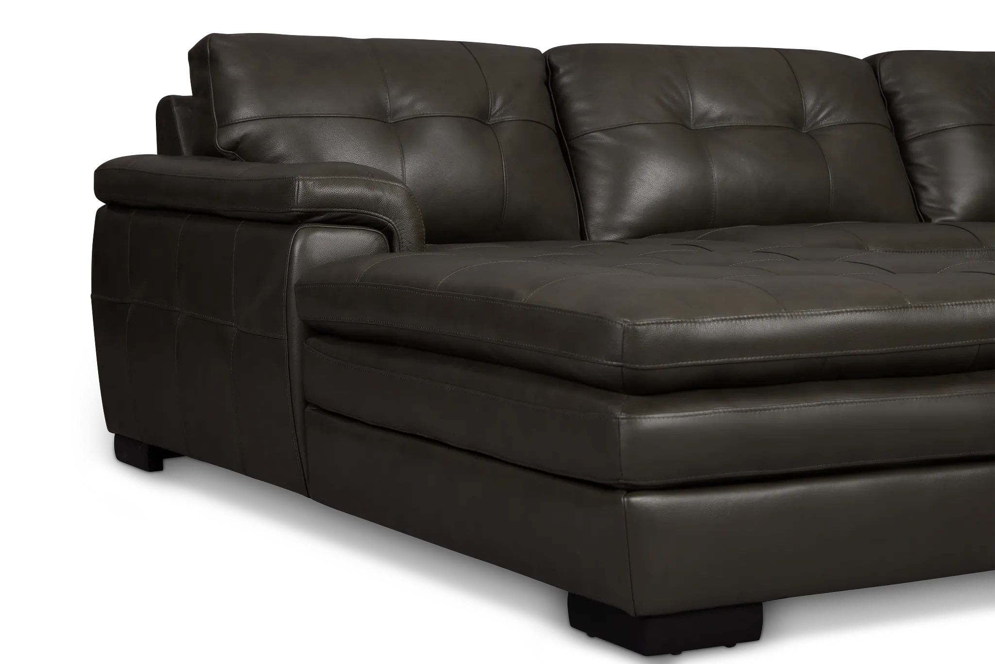 Braden Dark Gray Leather Right Chaise Sectional