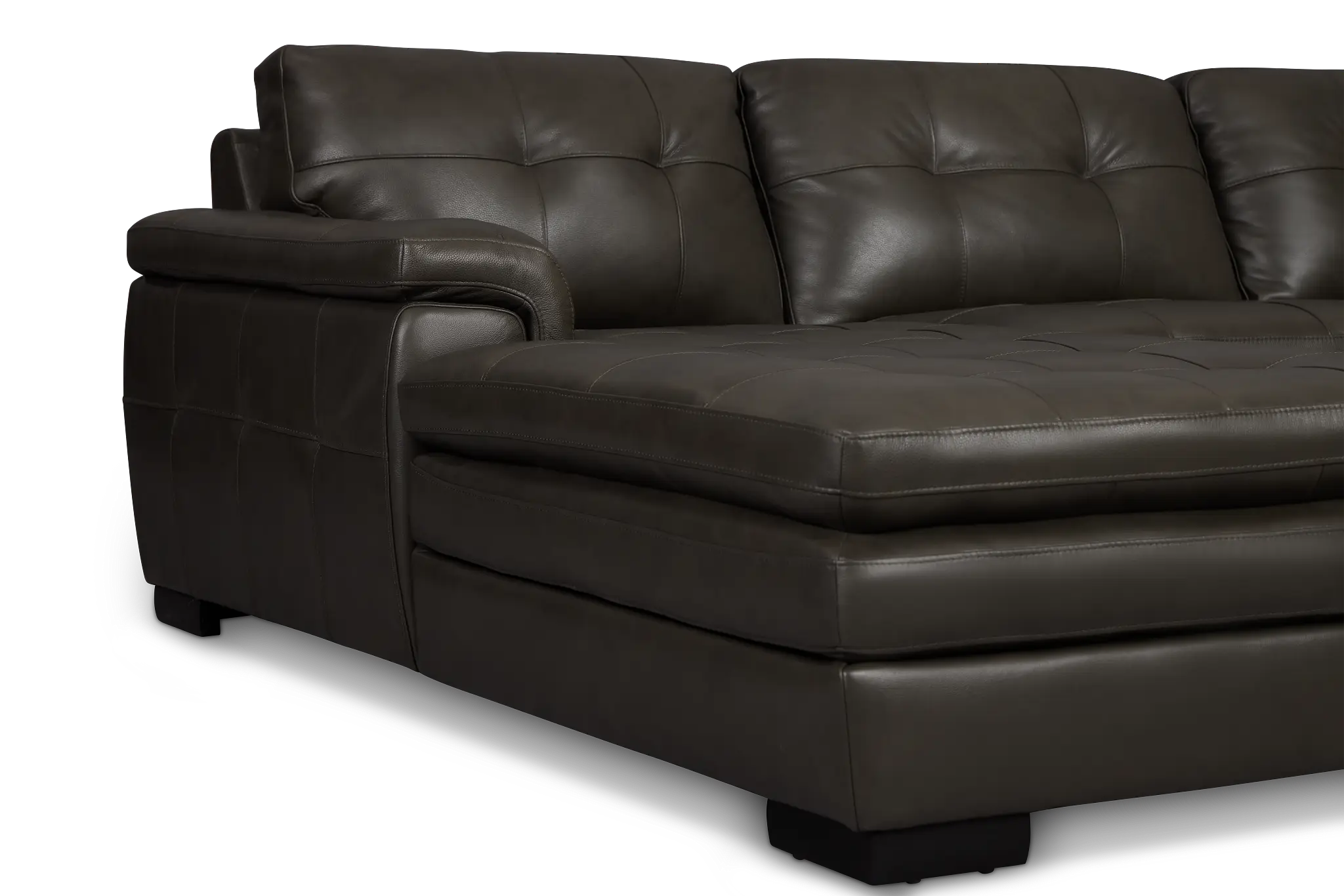 Braden Dark Gray Leather Right Chaise Sectional Braden Dark Gray Leather Right Chaise Sectional