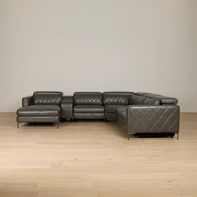 Ava Dark Gray Micro Small Dual Power Left Chaise Sectional