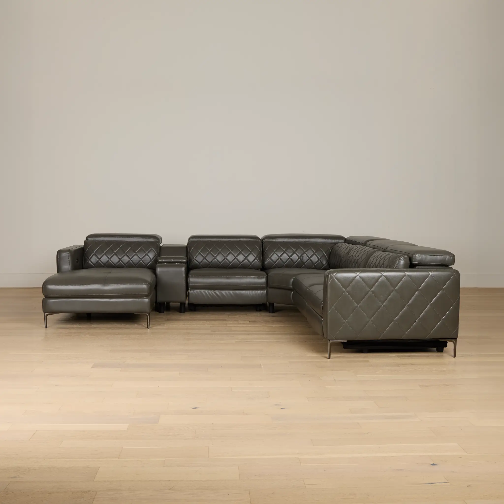 Ava Dark Gray Micro Small Dual Power Left Chaise Sectional Ava Dark Gray Micro Small Dual Power Left Chaise Sectional