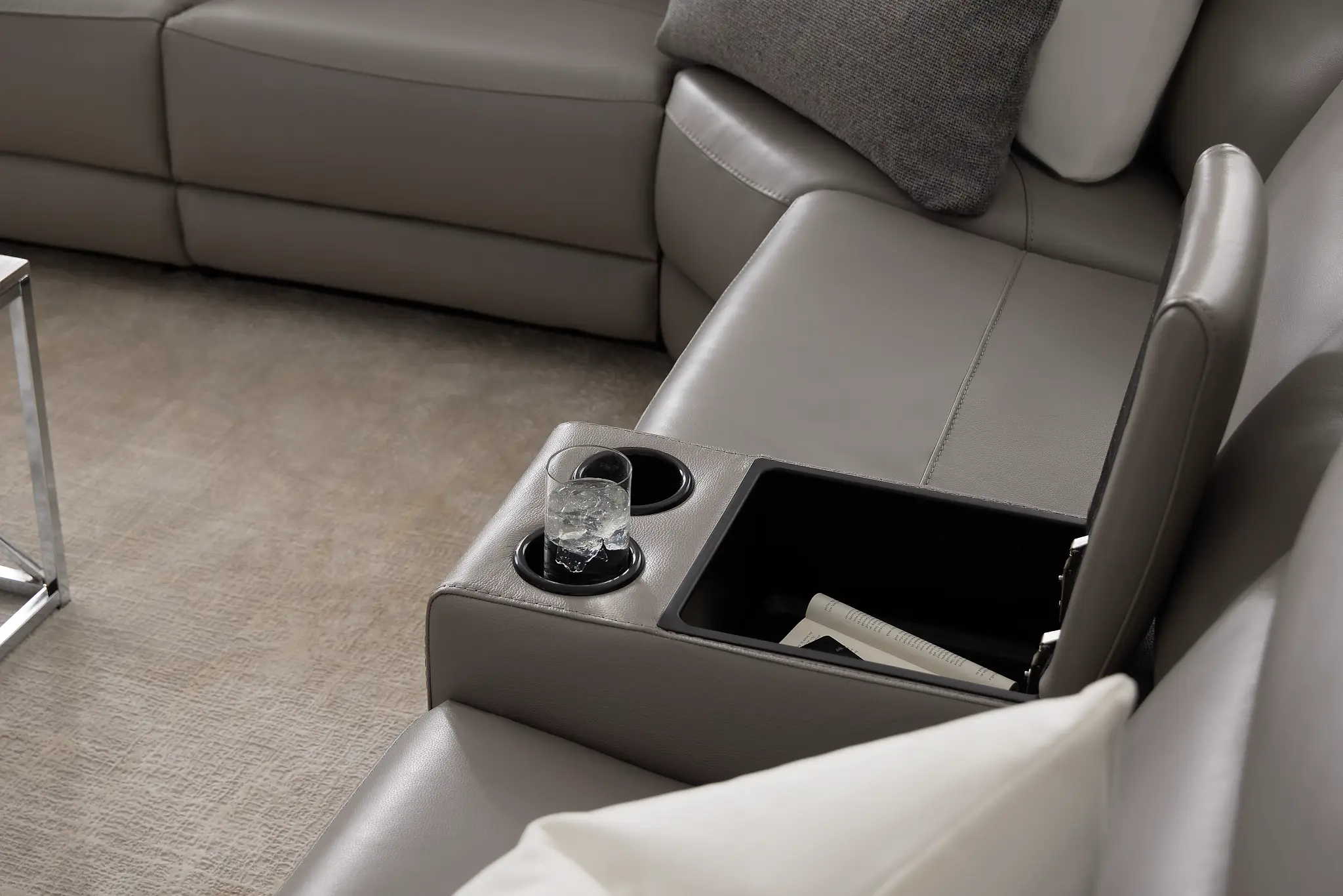 Walker Light Gray Lthr/vinyl Medium Triple Power 2-arm Sectional Walker Light Gray Lthr/vinyl Medium Triple Power 2-arm Sectional