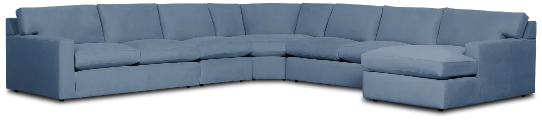 Hudson Blue Fabric Large Right Chaise Wedge Sectional