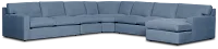 Hudson Blue Fabric Large Right Chaise Wedge Sectional