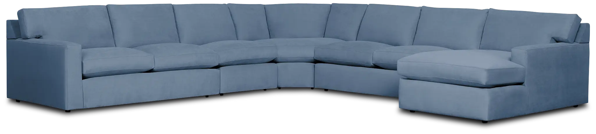 Hudson Blue Fabric Large Right Chaise Wedge Sectional Hudson Blue Fabric Large Right Chaise Wedge Sectional