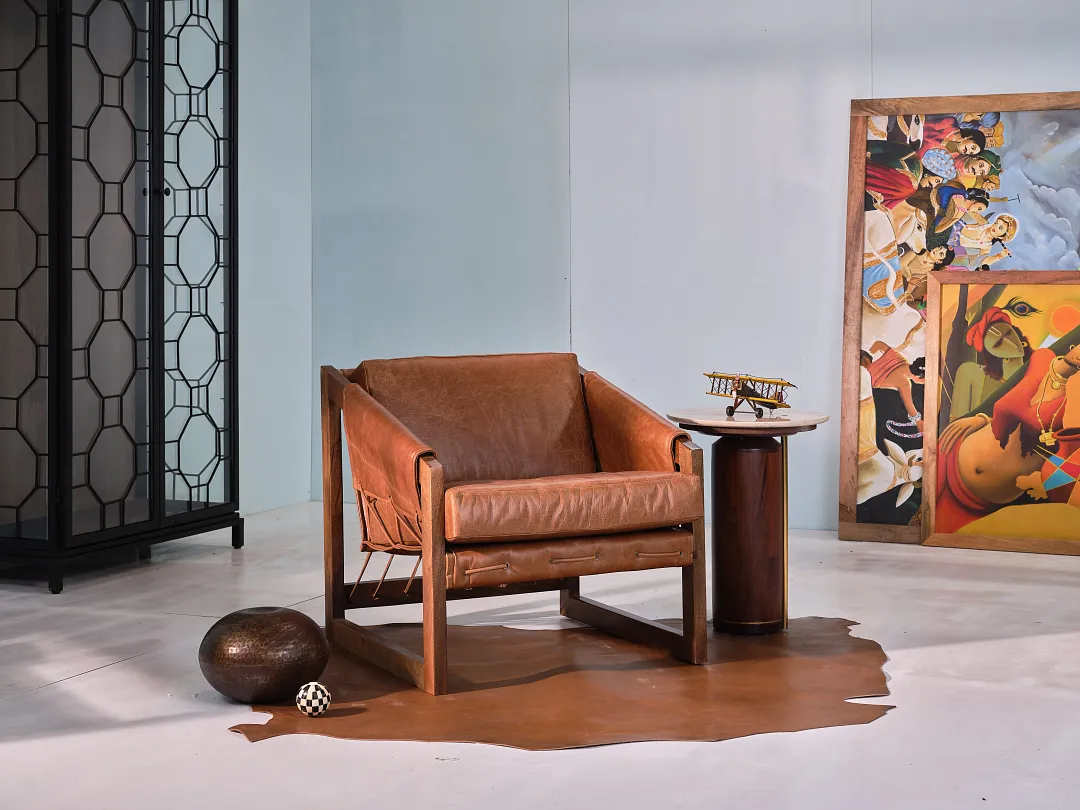 Ashton Brown Leather Accent Chair