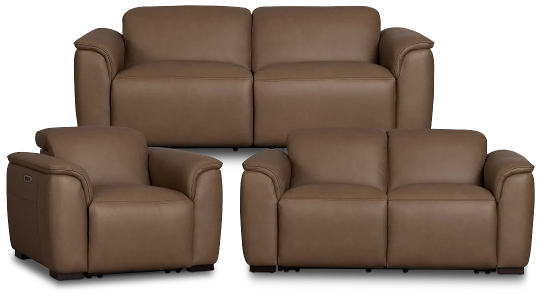 Flexsteel Brodie Dark Brown Lthr/vinyl Power Reclining Living Room