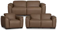 Flexsteel Brodie Dark Brown Lthr/vinyl Power Reclining Living Room