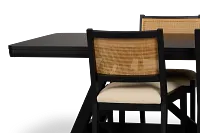 Pacific Black Trestle Table & 4 Upholstered Chairs