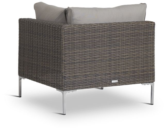 Tulum Gray Woven Corner Chair W/ Cushion