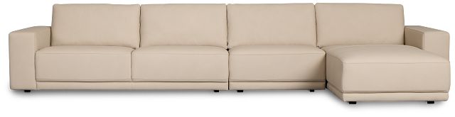 Kellan Ivory Leather Small Right Chaise Sectional