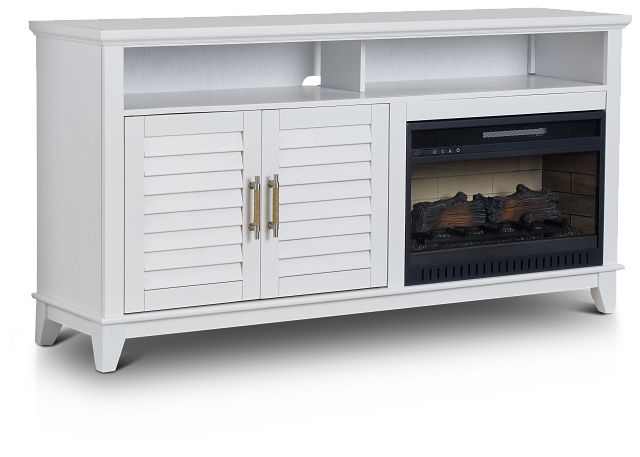 Cape May White 64" Tv Stand With Fireplace Insert