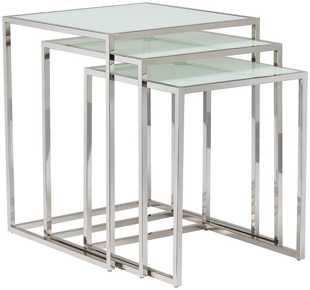 Eve White Glass Nesting End Table