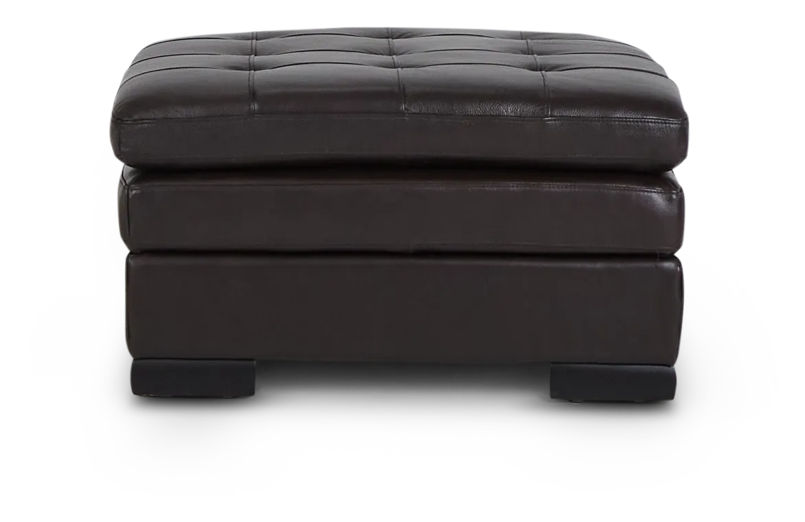 Braden Dark Brown Leather Storage Ottoman