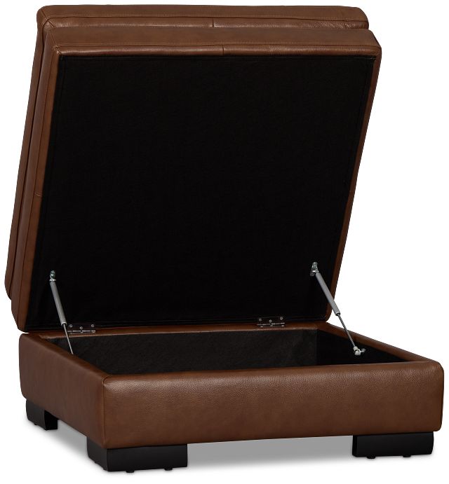 Braden Medium Brown Leather Storage Ottoman