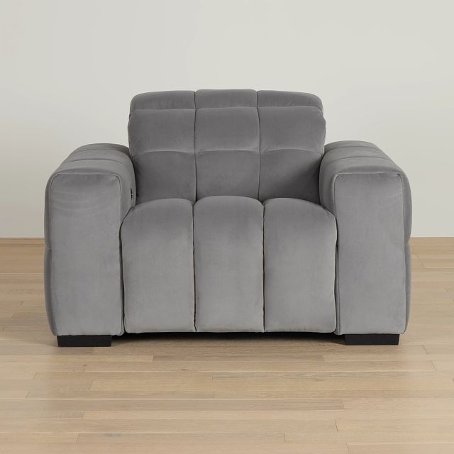 Gemma Light Gray Velvet Power Recliner