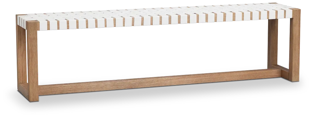 Haven White Woven Upholstered Dining Bench