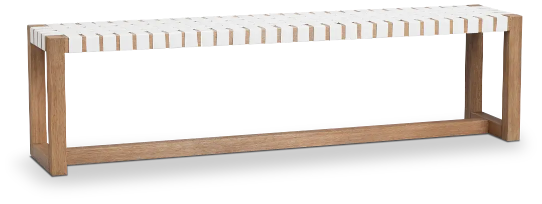 Haven White Woven Upholstered Dining Bench Haven White Woven Upholstered Dining Bench