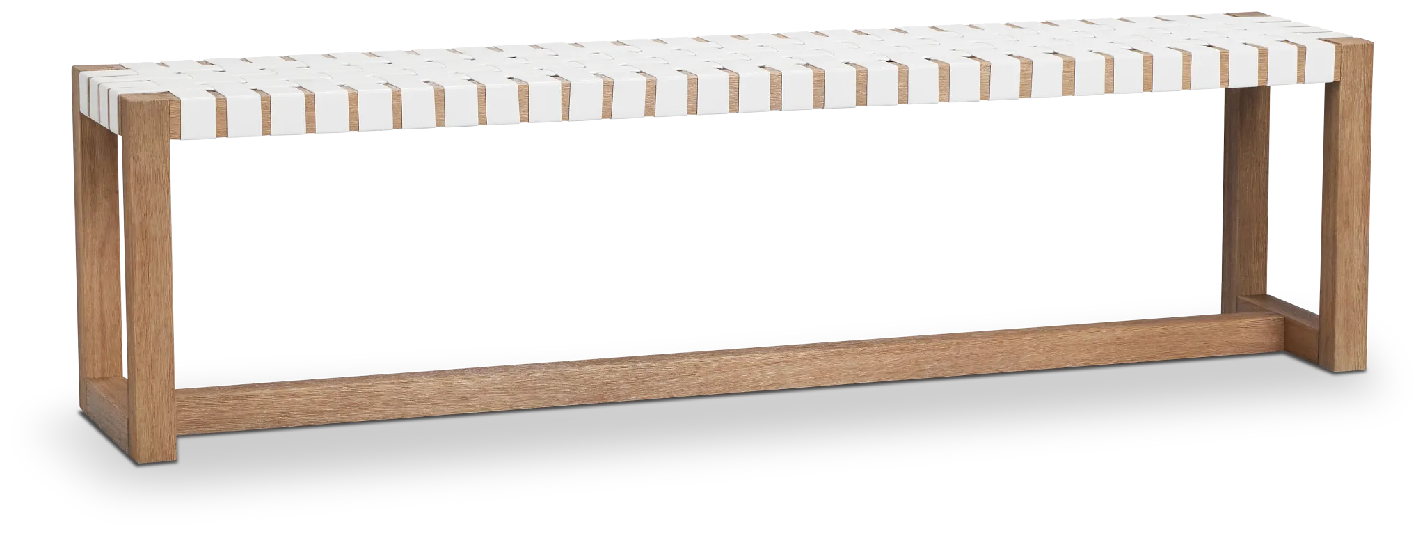 Haven White Woven Upholstered Dining Bench