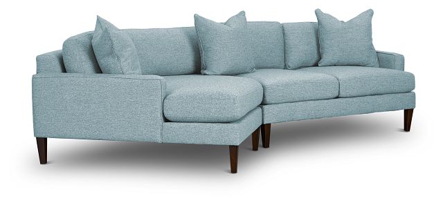 Morgan Teal Fabric Left-arm Cuddler Sectional With Wood Legs (1)
