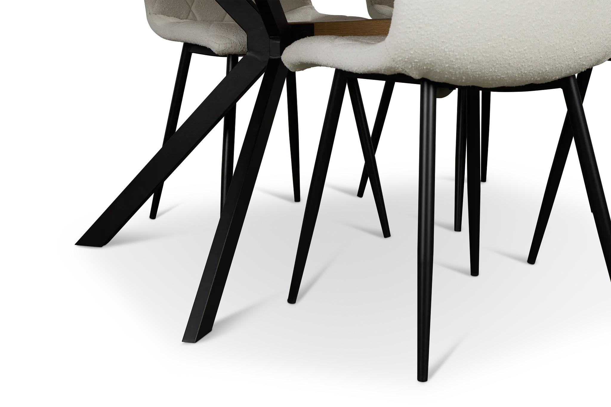 Lynden Light Tone Rect Table & 4 White Upholstered Side Chairs