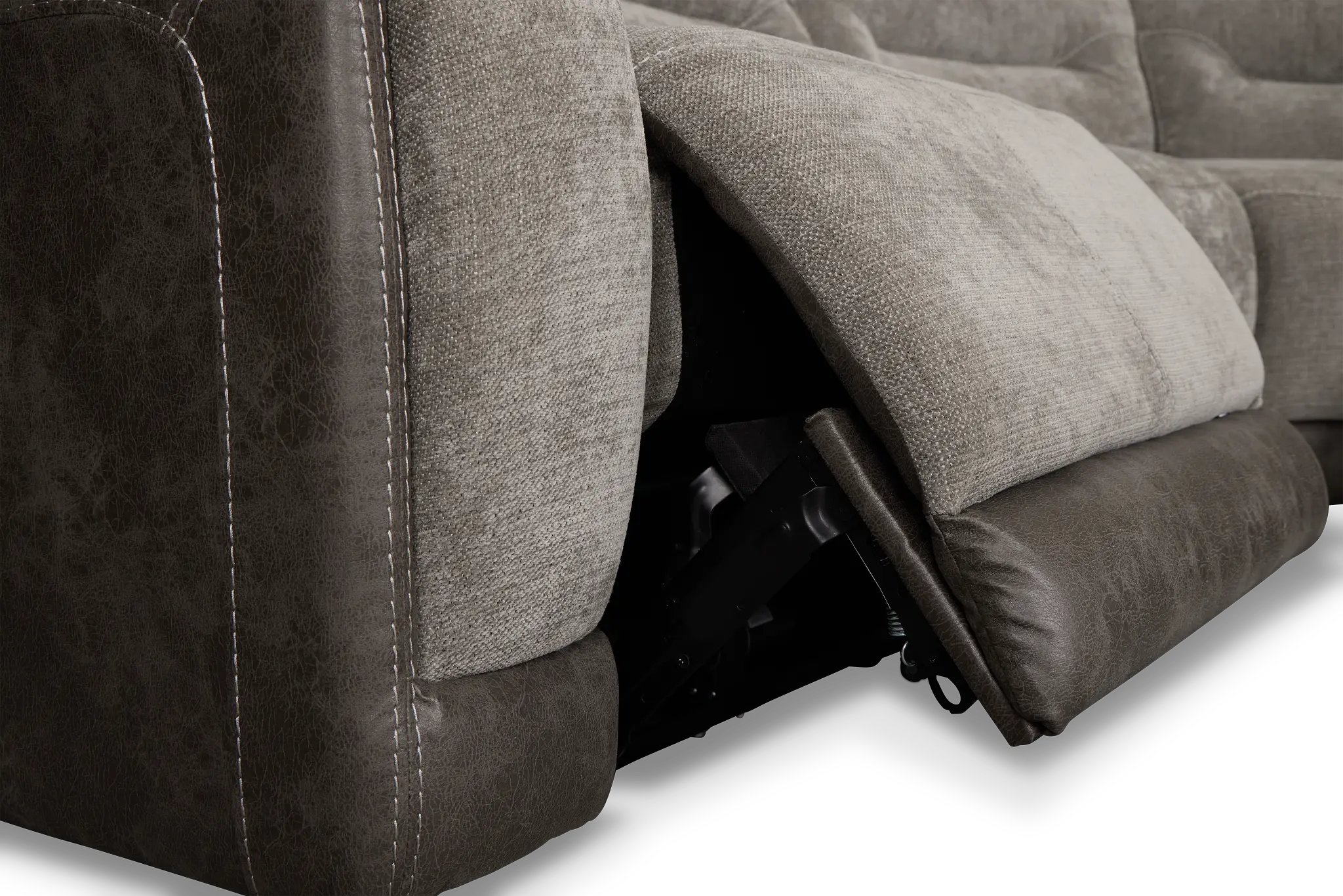 Travis Gray Fabric Small Two-arm Power Reclining Sectional Travis Gray Fabric Small Two-arm Power Reclining Sectional