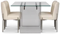 Avondale Glass Rect Table & 4 Upholstered Chairs