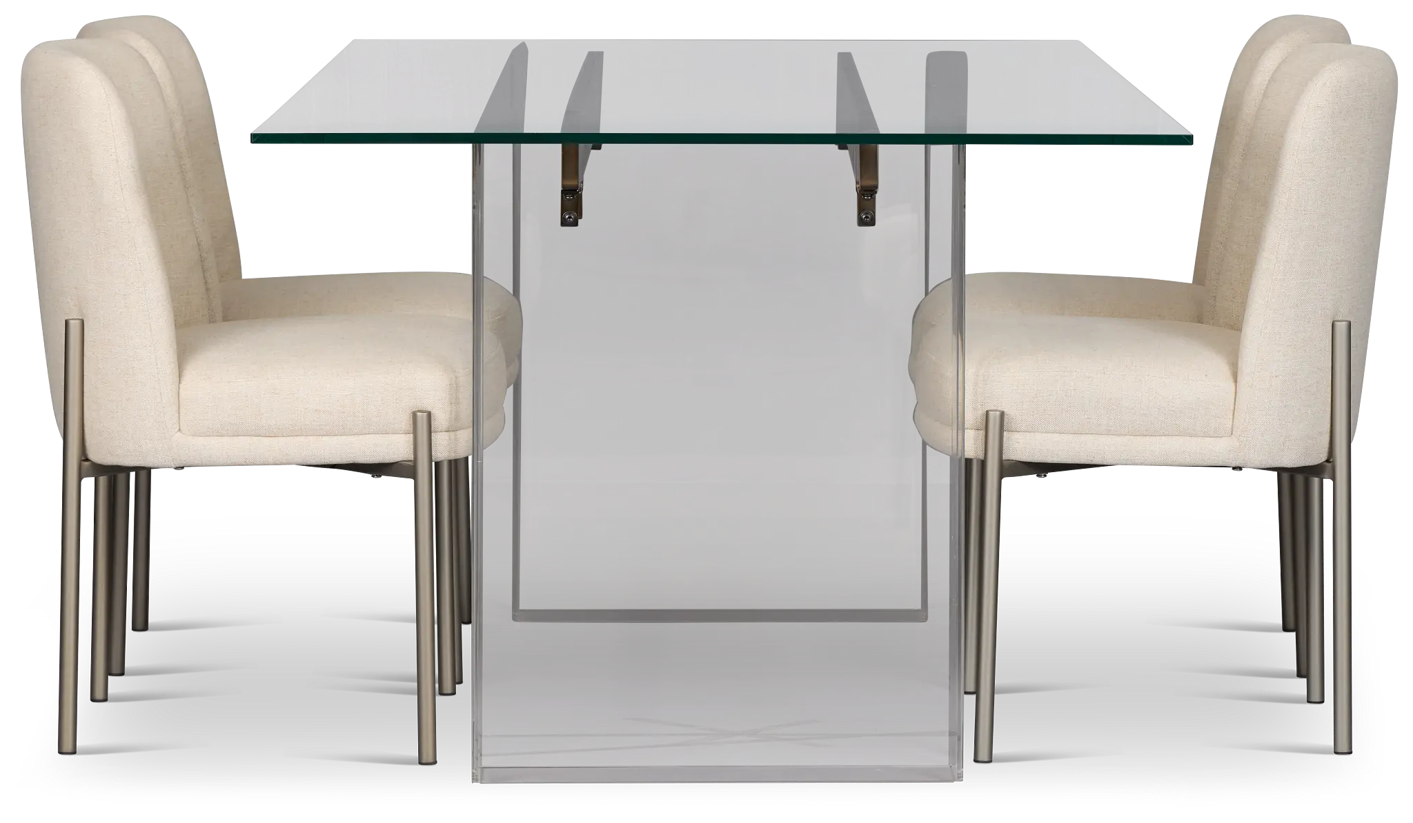 Avondale Glass Rect Table & 4 Upholstered Chairs Avondale Glass Rect Table & 4 Upholstered Chairs