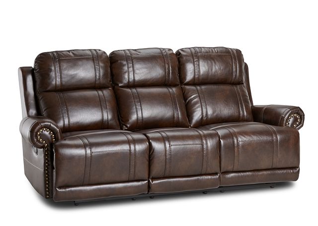 Hunter Dark Brown Micro Reclining Sofa, Dark Brown Leather Recliner Couch