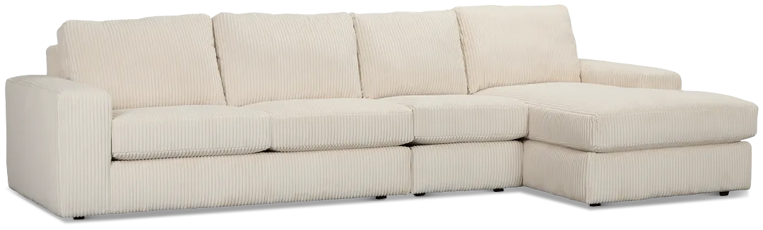 Charlie Ivory Fabric Small Right Chaise Sectional