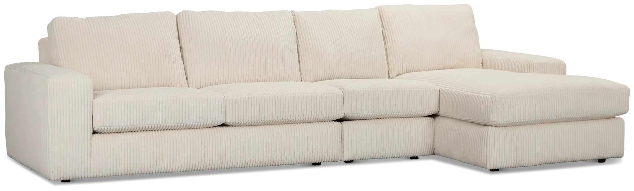 Charlie Ivory Fabric Small Right Chaise Sectional