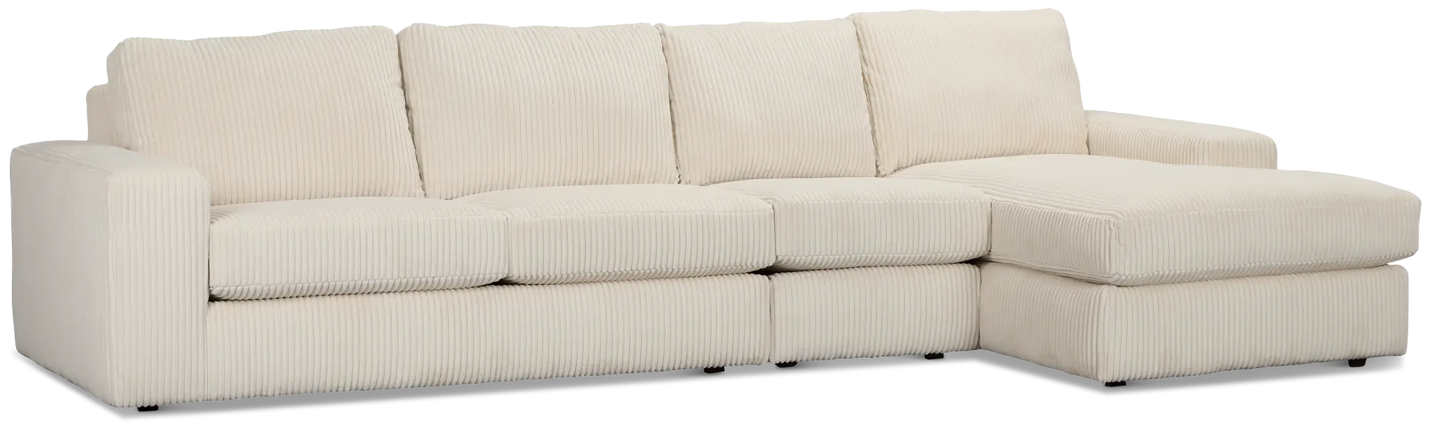 Charlie Ivory Fabric Small Right Chaise Sectional Charlie Ivory Fabric Small Right Chaise Sectional