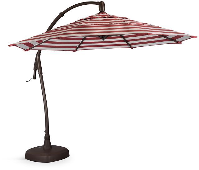 Belize Red Stripe Cantilever Umbrella Set
