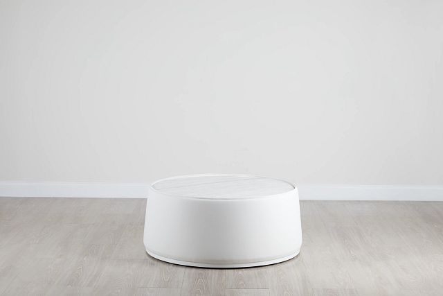 Ocean Drive White Marble Round Coffee Table