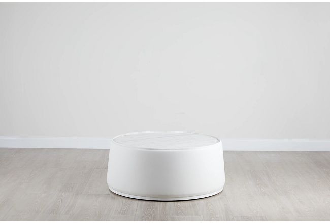 Ocean Drive White Marble Round Coffee Table