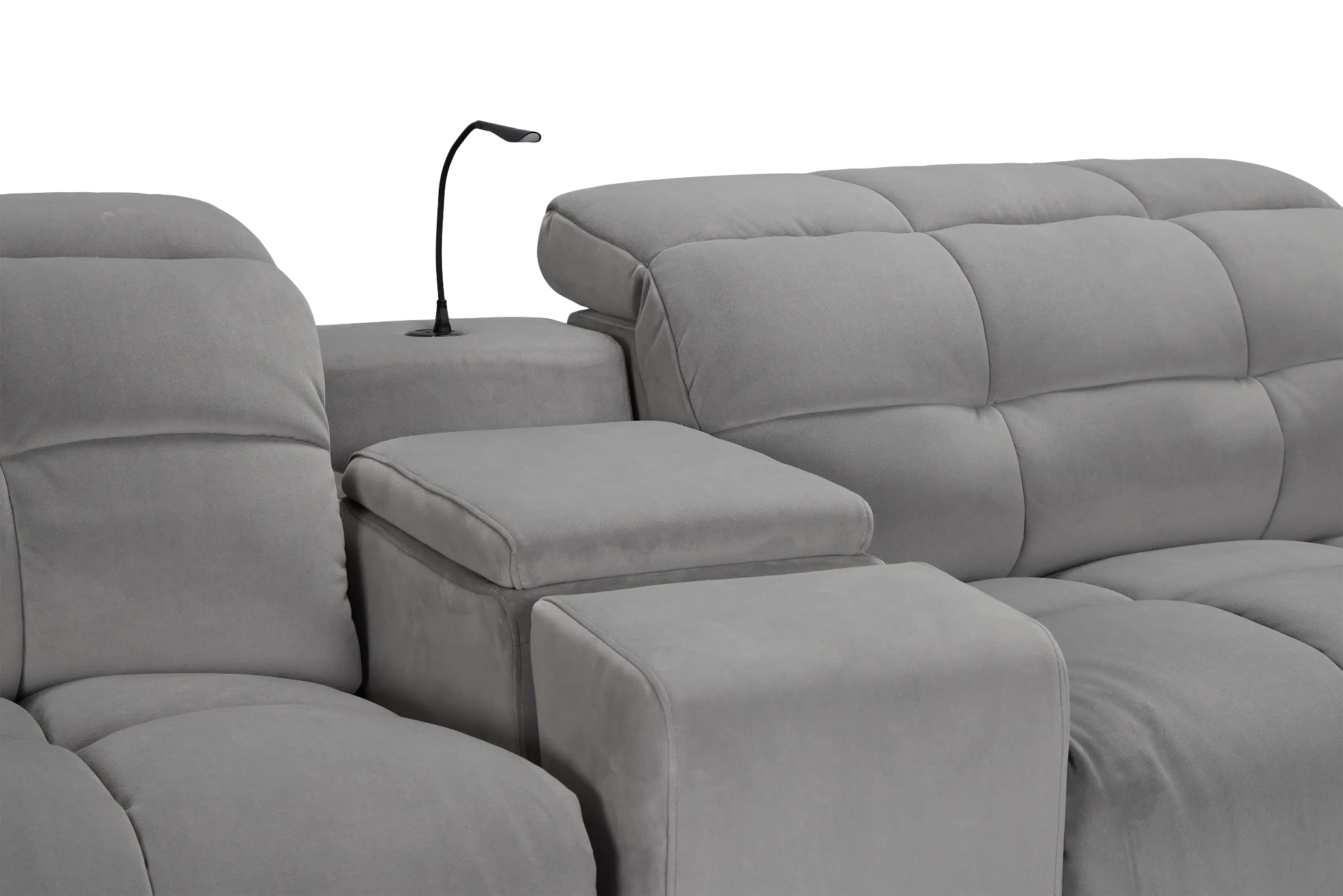 Gemma Light Gray Velvet Medium Triple Power Left Chaise Sectional