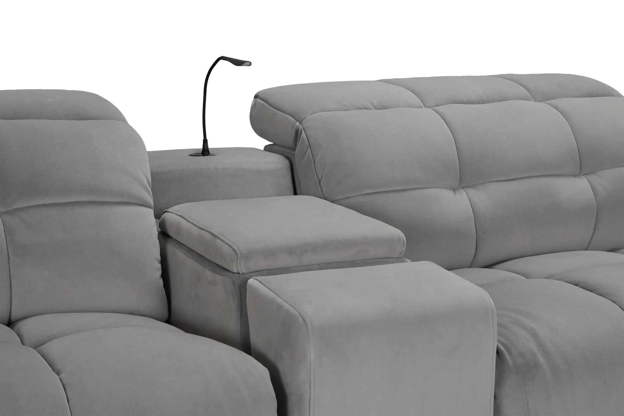 Gemma Light Gray Velvet Medium Triple Power Left Chaise Sectional Gemma Light Gray Velvet Medium Triple Power Left Chaise Sectional