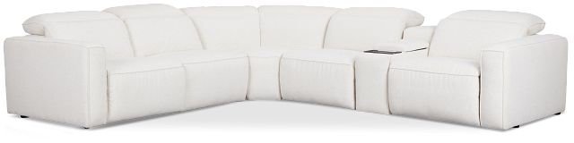 Ryland White Fabric Medium Triple Power 2-arm Sectional