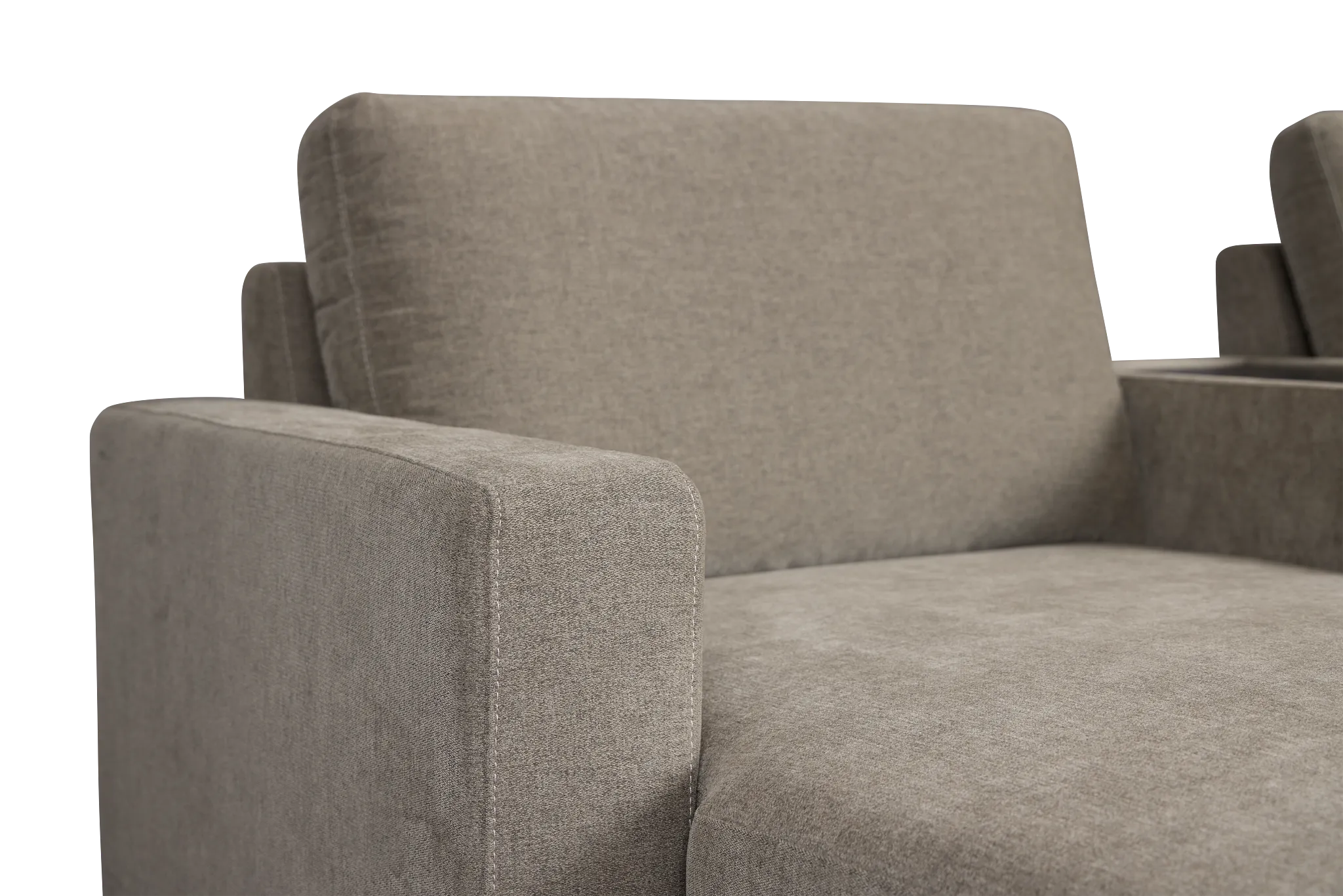 Addie Gray Fabric Medium Right Chaise Sleeper Sectional With Console