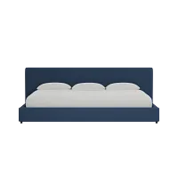 Grayton Revenue Dark Blue 44" Upholstered Platform Bed