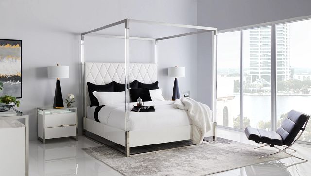 Miami White Uph Canopy Bed