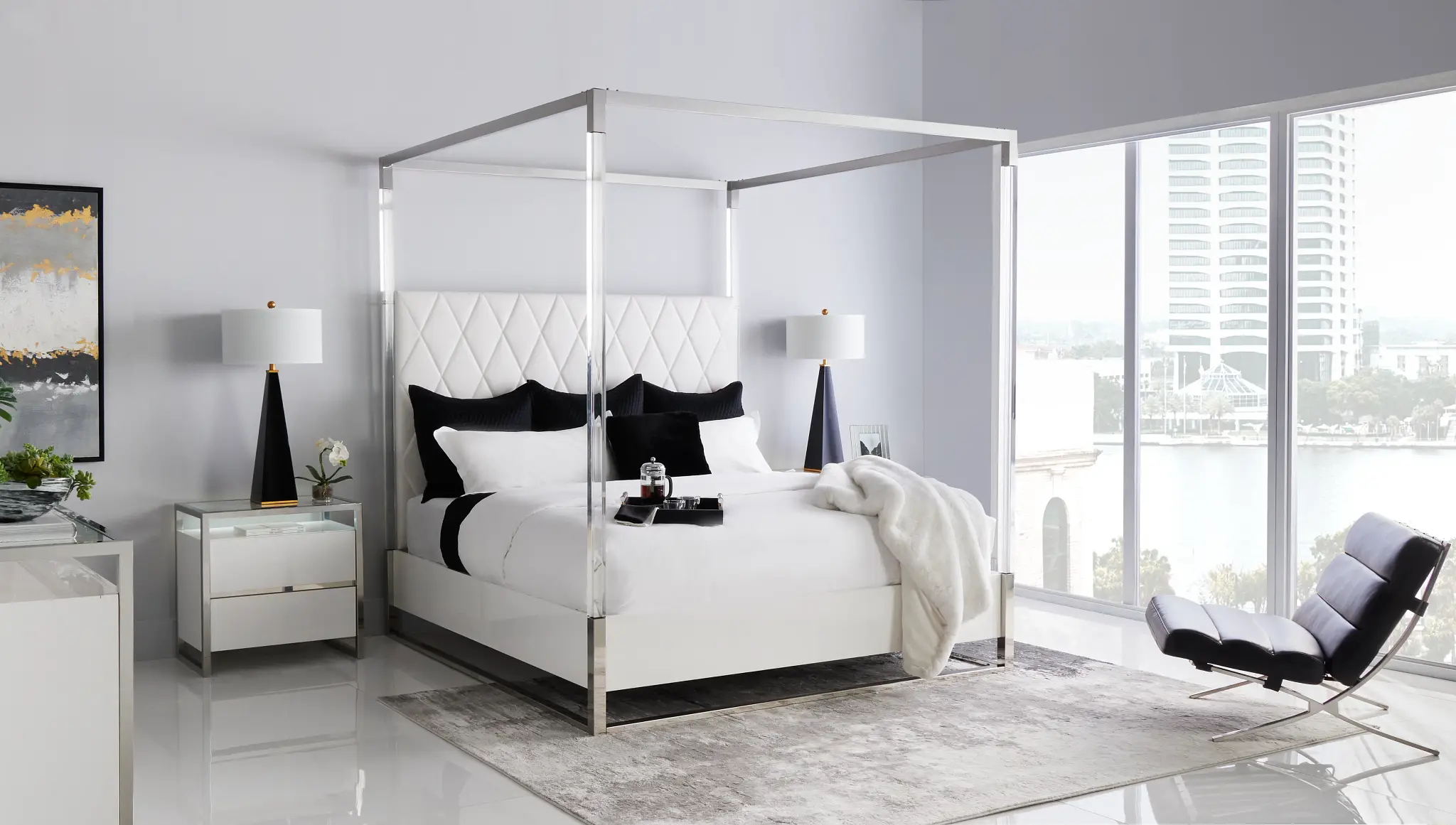 Miami White Uph Canopy Bed Miami White Uph Canopy Bed