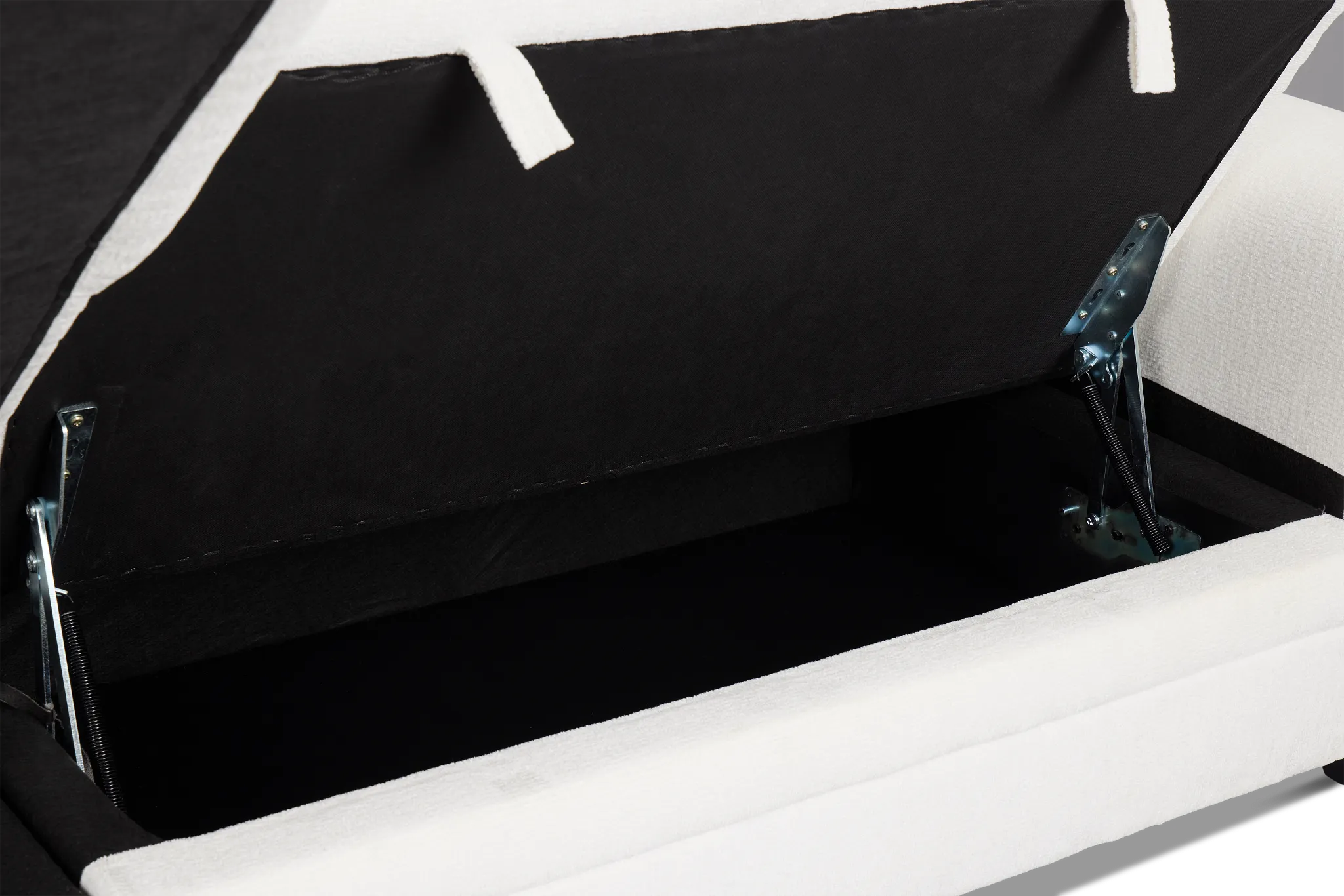 Everly White Fabric Left Chaise Storage Sectional