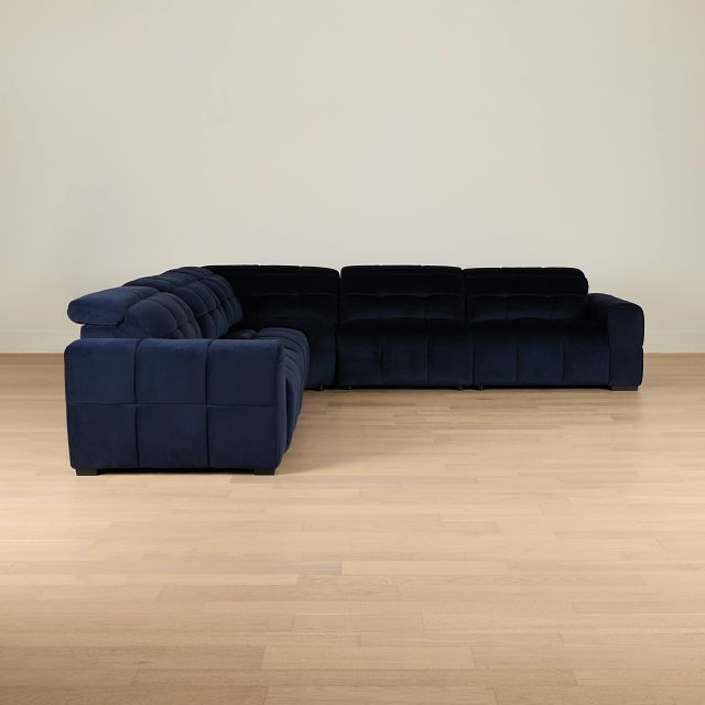 Gemma Navy Velvet Small Left Chaise Power Reclining Sectional